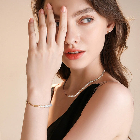 Wholesale Hand Jewelry S925 Silver Natural Pearl Handmade French Light Luxury Electroplating Women's Simple Minimalist Style