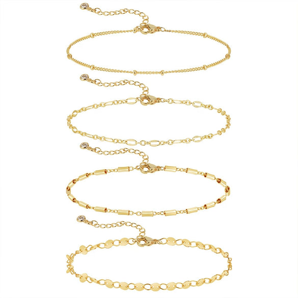 Wholesale Hand Jewelry Set Copper Electroplated Geometric Style Lip Chain Satellite Bracelet For Women