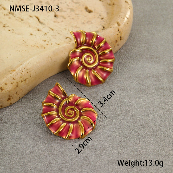 Wholesale Hand Jewelry Stainless Steel Earrings And Titanium Steel Ring Marine Style Geometric Pattern 18K Gold Plated