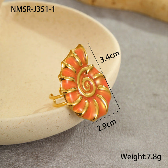 Wholesale Hand Jewelry Stainless Steel Earrings And Titanium Steel Ring Marine Style Geometric Pattern 18K Gold Plated
