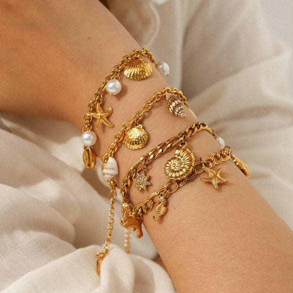 Wholesale Hand Jewelry Stainless Steel Electroplated Bracelet For Women With Heart Star Geometric Animal Zodiac Patterns