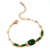 Wholesale Hand Jewelry Stainless Steel 18K Gold Plated Geometric Oval Green Stone Rectangular Zircon Bracelet For Women