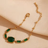 Wholesale Hand Jewelry Stainless Steel 18K Gold Plated Geometric Oval Green Stone Rectangular Zircon Bracelet For Women