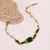 Wholesale Hand Jewelry Stainless Steel 18K Gold Plated Geometric Oval Green Stone Rectangular Zircon Bracelet For Women