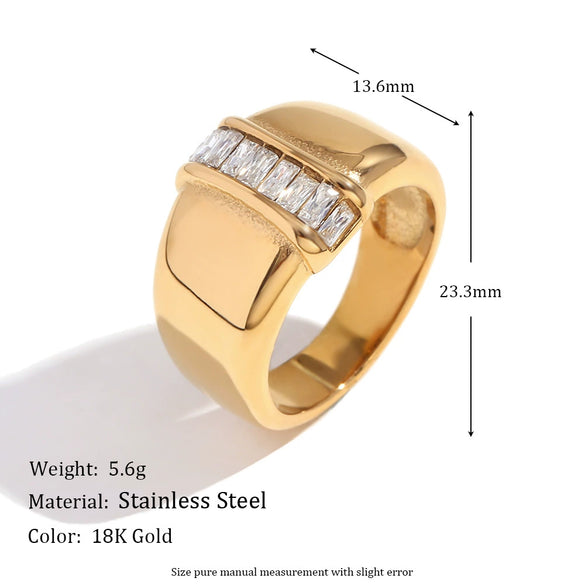 Wholesale Hand Jewelry Stainless Steel 18K Gold Plated Geometric Ring For Women