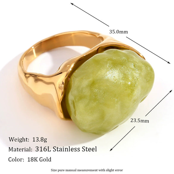 Wholesale Hand Jewelry Stainless Steel 18K Gold Plated Geometric Wave Pattern Ring For Women