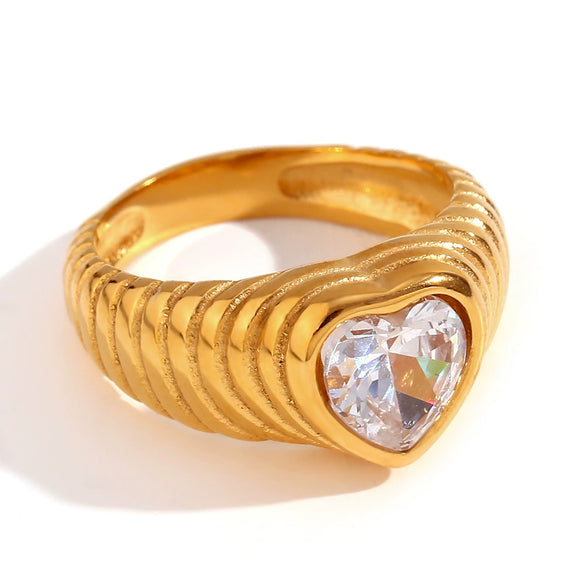 Wholesale Hand Jewelry Stainless Steel 18K Gold Plated Geometric Wave Pattern Ring For Women