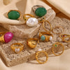 Wholesale Hand Jewelry Stainless Steel 18K Gold Plated Geometric Wave Pattern Ring For Women