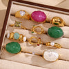 Wholesale Hand Jewelry Stainless Steel 18K Gold Plated Geometric Wave Pattern Ring For Women