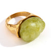Wholesale Hand Jewelry Stainless Steel 18K Gold Plated Geometric Wave Pattern Ring For Women