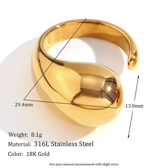 Wholesale Hand Jewelry Stainless Steel 18K Gold Plated Geometric Wave Pattern Ring For Women