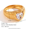 Wholesale Hand Jewelry Stainless Steel 18K Gold Plated Geometric Wave Pattern Ring For Women