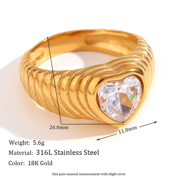 Wholesale Hand Jewelry Stainless Steel 18K Gold Plated Geometric Wave Pattern Ring For Women