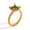 Wholesale Hand Jewelry Stainless Steel 18K Gold Plated Geometric Wave Pattern Ring For Women