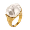 Wholesale Hand Jewelry Stainless Steel 18K Gold Plated Geometric Wave Pattern Ring For Women