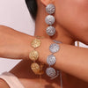 Wholesale Hand Jewelry Stainless Steel 18K Gold Plated Hammered Geometric Disc Bracelet For Women