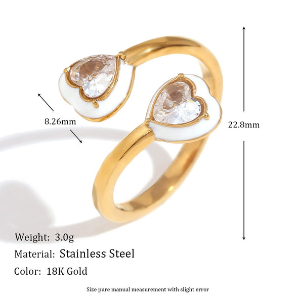 Wholesale Hand Jewelry Stainless Steel 18K Gold Plated Heart Pattern Ring For Women