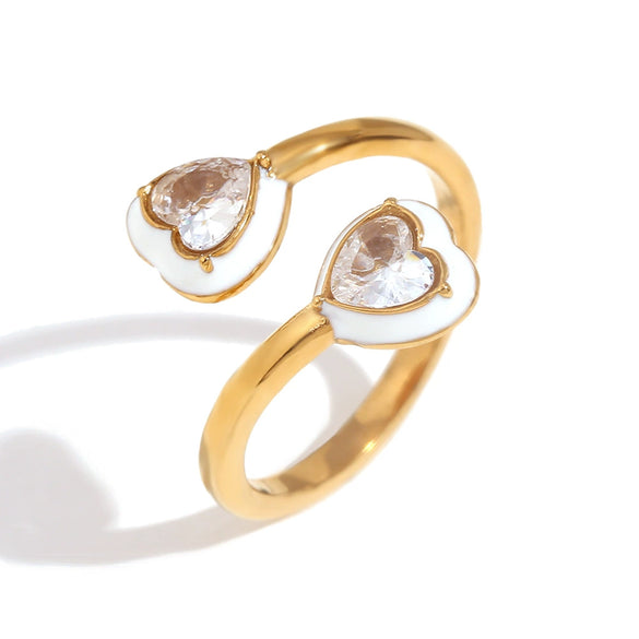 Wholesale Hand Jewelry Stainless Steel 18K Gold Plated Heart Pattern Ring For Women