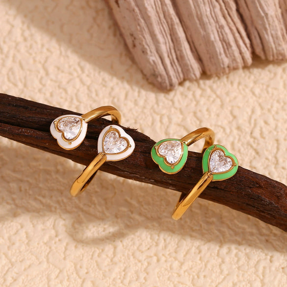 Wholesale Hand Jewelry Stainless Steel 18K Gold Plated Heart Pattern Ring For Women