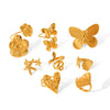 Wholesale Hand Jewelry Stainless Steel Open Ring With Butterfly Snakeshaped Starfish Heart Flower Geometric Animal Zodiac Patterns Electroplated