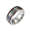 Wholesale Hand Jewelry Titanium Steel Ring Inlaid With Wood Grain Imitation Shell Geometric Dripping Oil Unisex