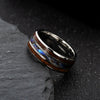 Wholesale Hand Jewelry Titanium Steel Ring Inlaid With Wood Grain Imitation Shell Geometric Dripping Oil Unisex