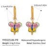 Wholesale Hand Painted Oil Drip Colorful Butterfly Titanium Steel Earrings With Pvd Vacuum Real Gold Electroplating For Women