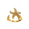 Wholesale Handcrafted Electroplated Geometric Star Stainless Steel Open Ring For Women