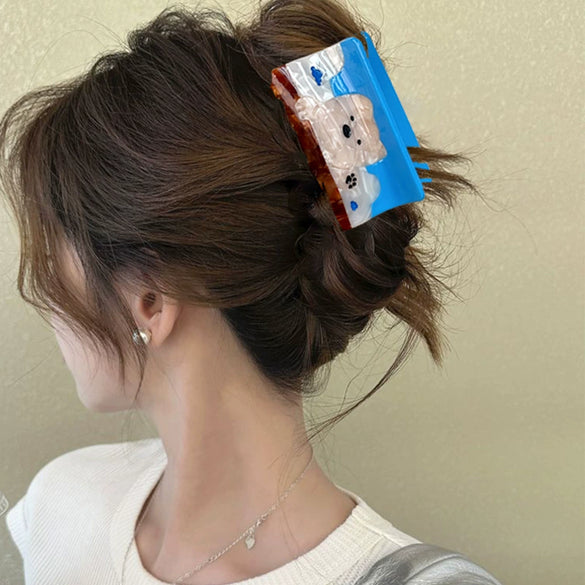 Wholesale Handmade Acetic Acid Cartoon Animal Rectangular Hair Grab Clip For Women