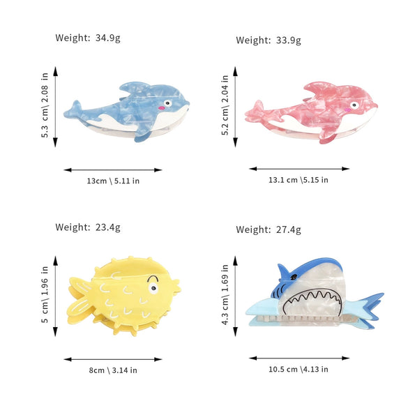 Wholesale Handmade Acetic Acid Hair Accessories Women's Shark Clip Ocean Cartoon Fun Allmatch Cute Headwear
