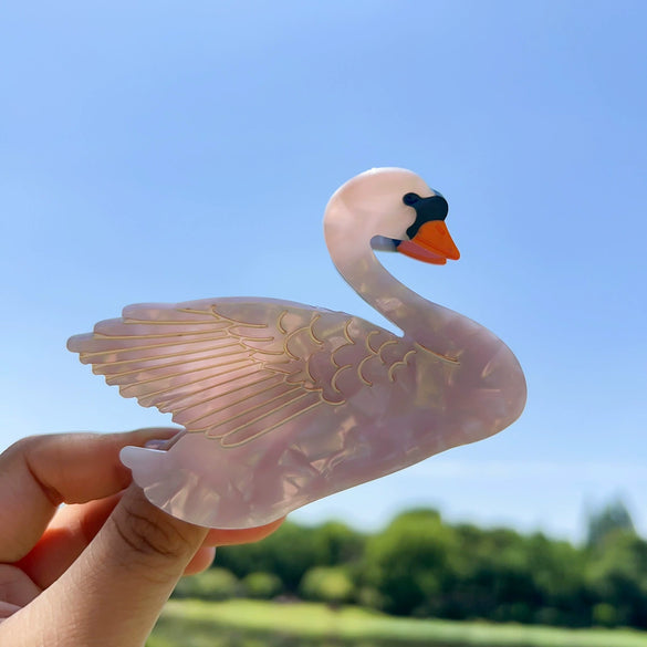 Wholesale Handmade Acetic Acid Hair Clip With Black And White Swan Design Sweet Style Grip Clip For Women