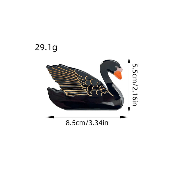 Wholesale Handmade Acetic Acid Hair Clip With Black And White Swan Design Sweet Style Grip Clip For Women