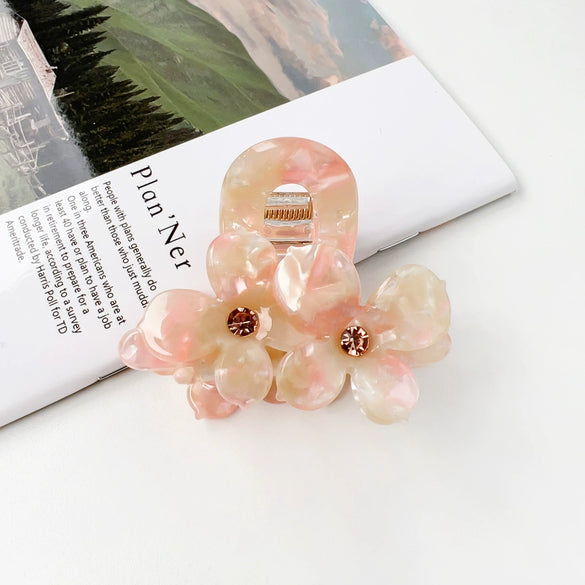 Wholesale Handmade Acetic Acid Heartshaped Flower Hairpin For Girls Small Fresh Style