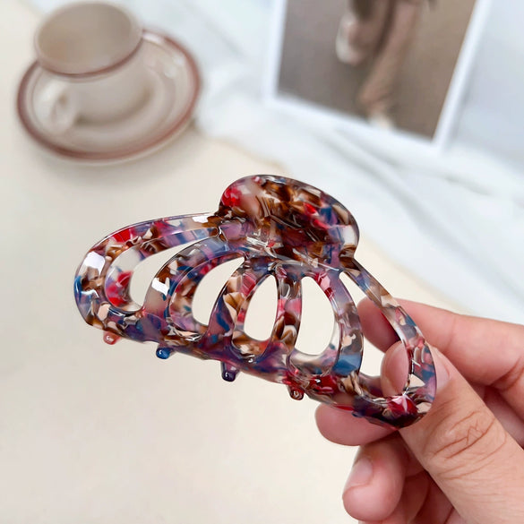 Wholesale Handmade Acetic Acid Light Luxury Geometric Hollow Hair Accessories For Girls Lantern And Pumpkin Clip Styles