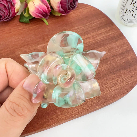 Wholesale Handmade Acetic Acid Threedimensional Heartshaped Flower Hair Accessories For Girls