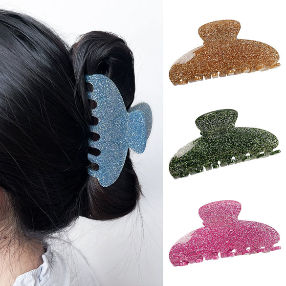 Wholesale Handmade Acrylic Glitter Hair Accessories For Women Gentle Style Hair Clips