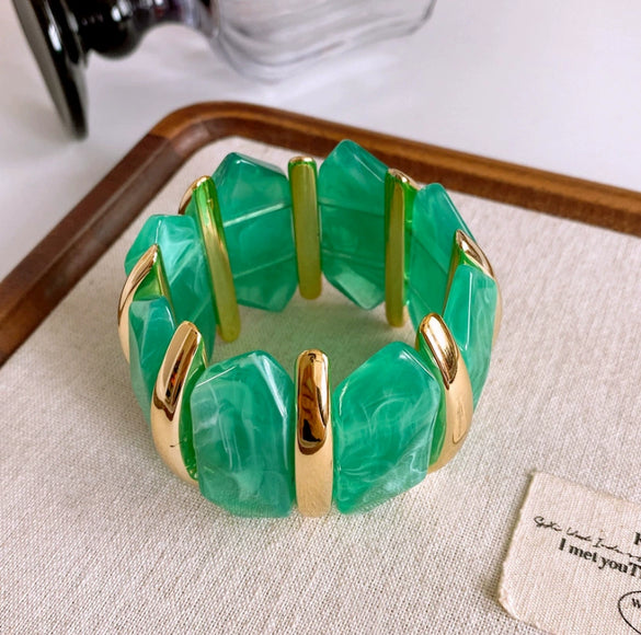 Wholesale Handmade Acrylic Irregular Halo Wide Bracelet With Niche Personality And Simple Style