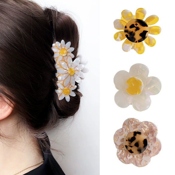 Wholesale Handmade Acrylic Sweet Plant Flowers Style Hair Grip Clip For Women