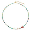 Wholesale Handmade African Turquoise Red Coral Copper Natural Stone Geometric Style Chain Necklace For Women