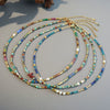 Wholesale Handmade African Turquoise Red Coral Copper Natural Stone Geometric Style Chain Necklace For Women