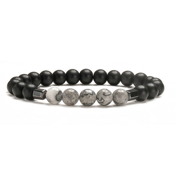 Wholesale Handmade Agate And Stainless Steel Geometric Cross Beaded Bracelet