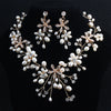 Wholesale Handmade Alloy Jewelry Set With Plant Flowers Pattern For Women Necklace And Earrings