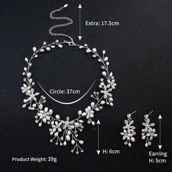 Wholesale Handmade Alloy Jewelry Set With Plant Flowers Pattern For Women Necklace And Earrings