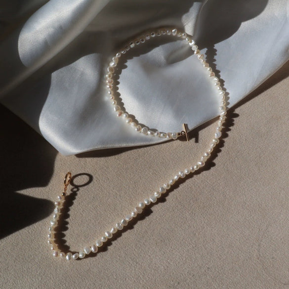 Wholesale Handmade Baroque Natural Shaped Freshwater Pearl Clavicle Chain Necklace With Copper 14K Gold Plated Accessories
