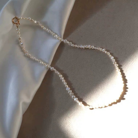 Wholesale Handmade Baroque Natural Shaped Freshwater Pearl Clavicle Chain Necklace With Copper 14K Gold Plated Accessories