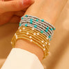 Wholesale Handmade Bead Bohemian Geometric Elastic Folding Bracelet Jewelry