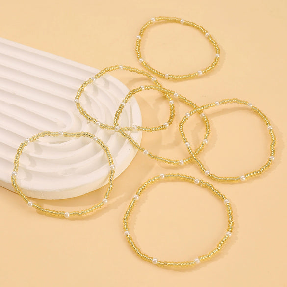 Wholesale Handmade Bead Bohemian Geometric Elastic Folding Bracelet Jewelry