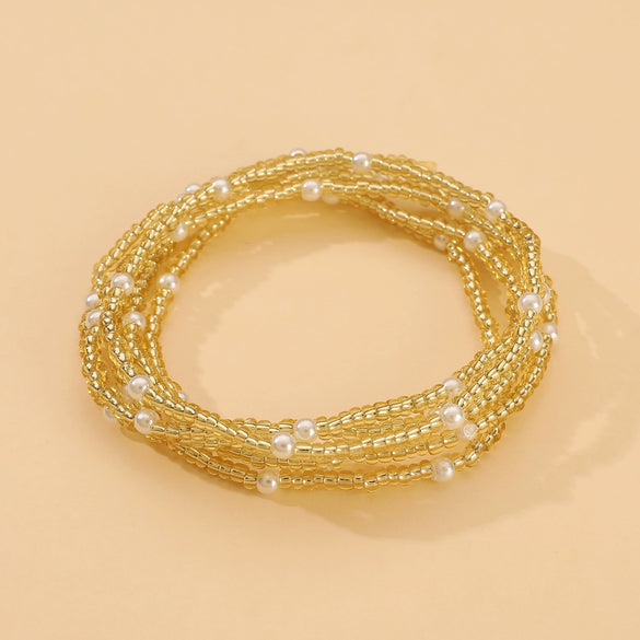 Wholesale Handmade Bead Bohemian Geometric Elastic Folding Bracelet Jewelry