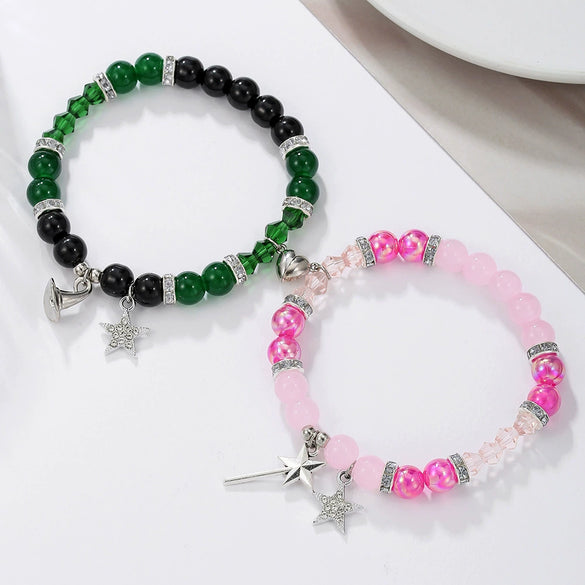 Wholesale Handmade Beaded Alloy Wicked Bracelet With Geometric Design And Witch Hat Princess Magic Wand Pendant