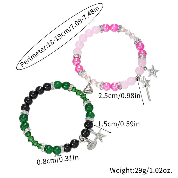 Wholesale Handmade Beaded Alloy Wicked Bracelet With Geometric Design And Witch Hat Princess Magic Wand Pendant